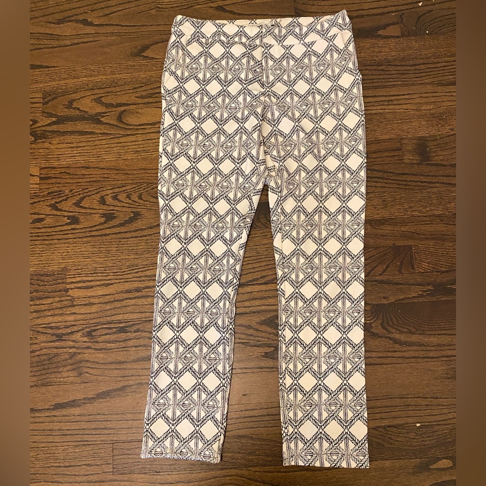 Ivory/black patterned pants